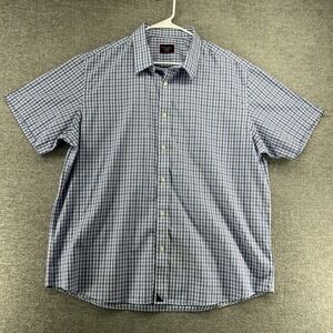 Untuckit Dante Shirt Men Sz XXL Blue Checked Short Sleeve Button Up 100% Cotton